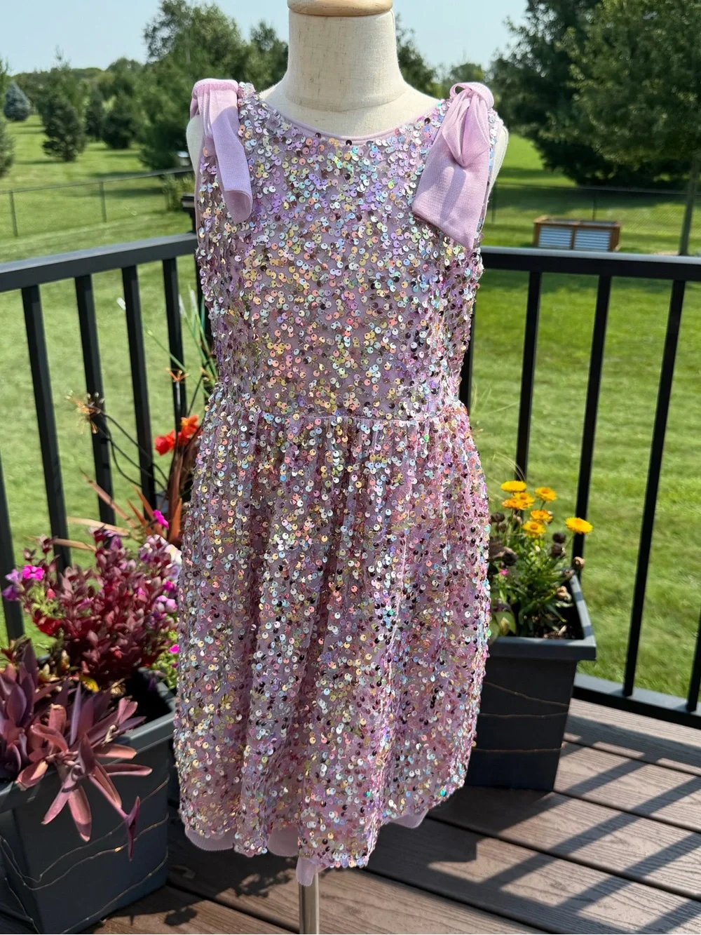 Cat & Jack Girls Sequin Party Dress Size 8 Lavender Pink Worn Once